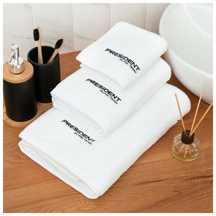 фото Sima-land Полотенце махровое Putin team 30*60 см, цв. белый, 100% хлопок, 420 г/м2
