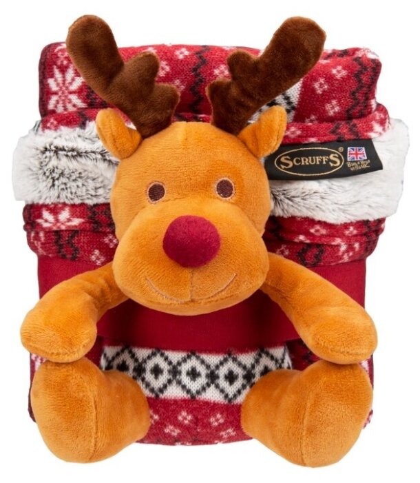 Одеяло для животных SCRUFFS с игрушкой, бело-красное, 110x72,5 (Великобритания) - фотография № 1