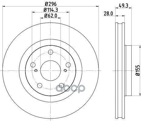 Диск Тормозной Перед (Черный) Toyota Rav 4 Iii 2.0/2.2/2.4 '08- HELLA PAGID арт. 8DD355118-561