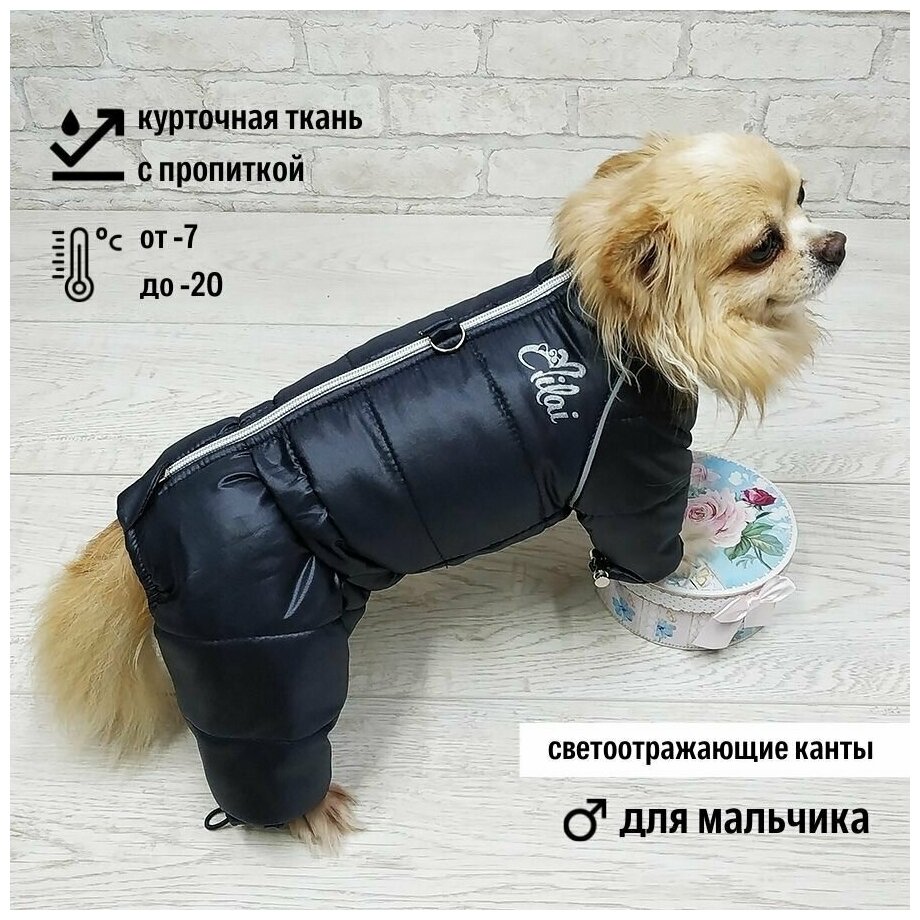 Зимний комбинезон для собаки (для мальчика) "Dilai" PET костюм XL, чернильный - фотография № 1