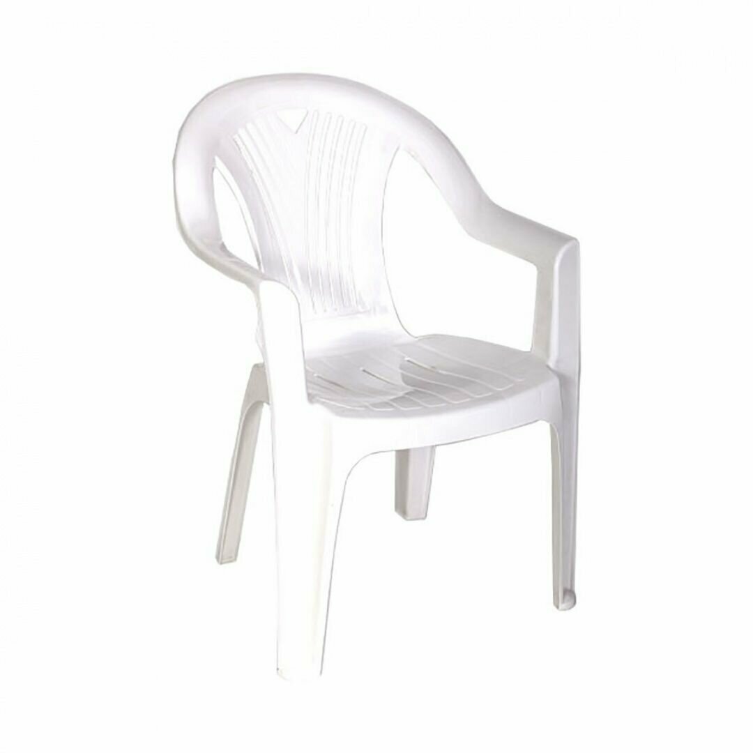 фото Садовое кресло с подлокотниками Садовый стул Пластик белый салют 66х60х84см
