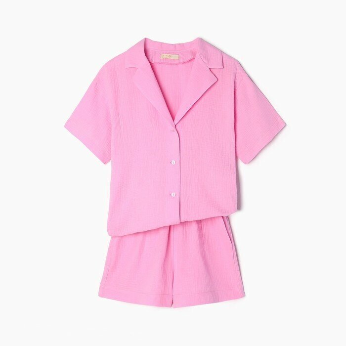 Комплект женский (рубашка, шорты) KAFTAN "Basic" р. 40-42 розовый - фотография № 6