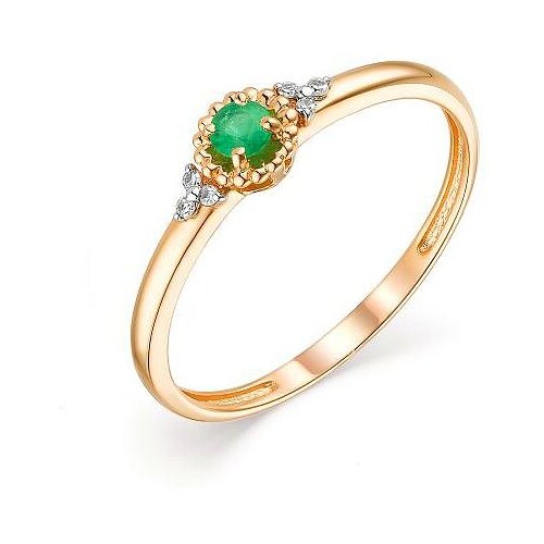 фото Алькор кольцо с изумрудом и бриллиантами из красного золота 13616-101, размер 17