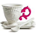 Набор кофейный чашка блюдце и ложка SELETTI I-WARES 09859 FUC fucsia - изображение