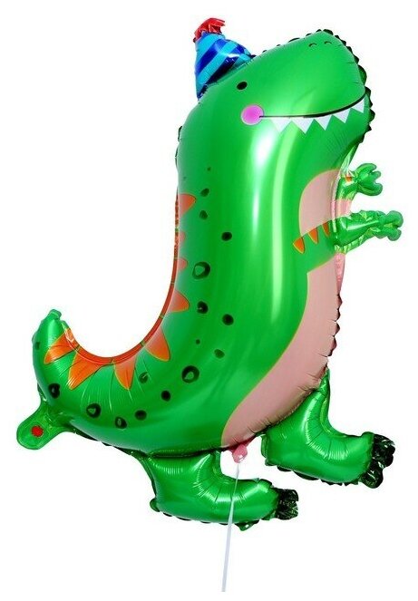 Шар фольгированный 32" «Динозавр в колпаке», цвет зелёный ТероПром 7489595