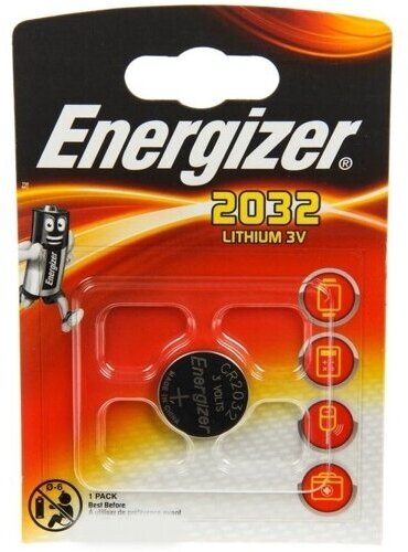 Батарейка CR2032 3В литиевая Energizer в блистере 1шт.