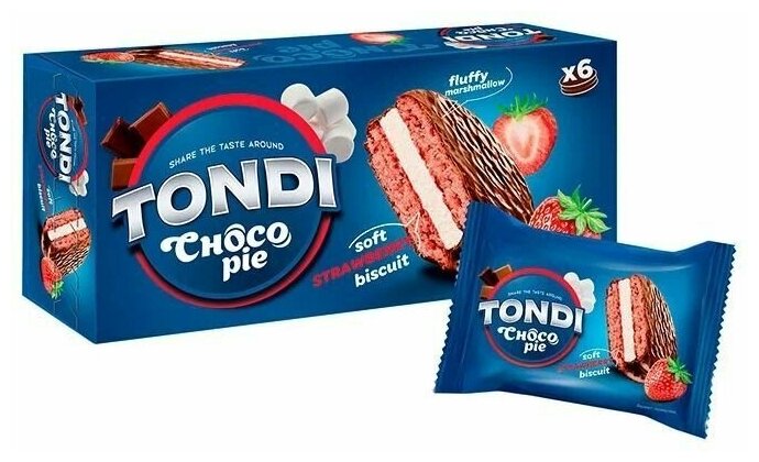 Tondi Choco Pie Клубника Мучное кондитерское изделие глазированное 180гр/2 пачки - фотография № 2