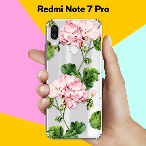 Силиконовый чехол Розовые цветы на Xiaomi Redmi Note 7 Pro силиконовый чехол на xiaomi redmi note 11 pro сяоми редми ноут 11 про с принтом розовые и фиолетовые филаки