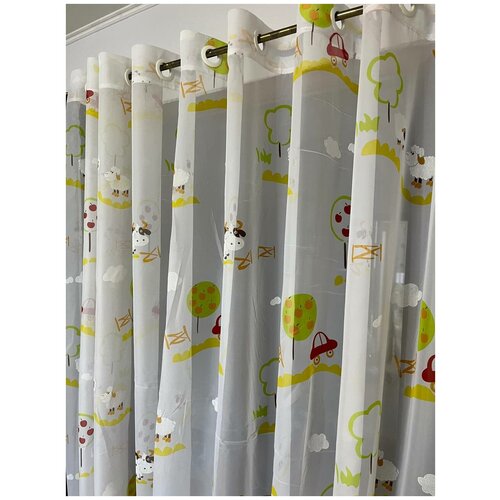 Тюль Коровки-овечки на люверсах