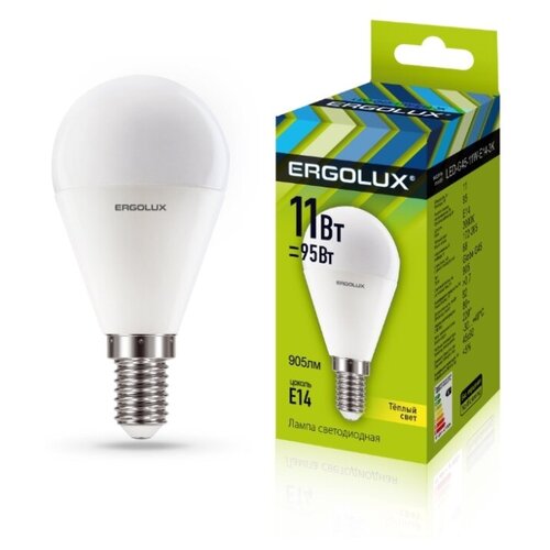 фото Светодиодная лампа ergolux led-g45-11w-e14-3k