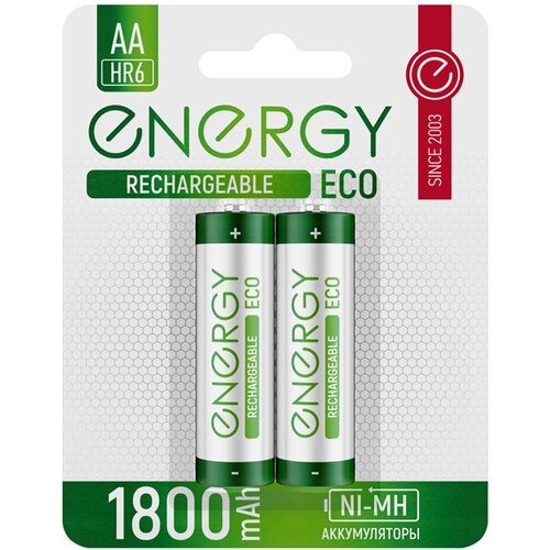 аккумулятор energy eco nimh 2600 hr6 2b аа 2шт 104989 Аккумулятор Energy Eco NIMH-1800-HR6/2B, типоразмер АА, 1800 мАч, 2 В, 2 шт