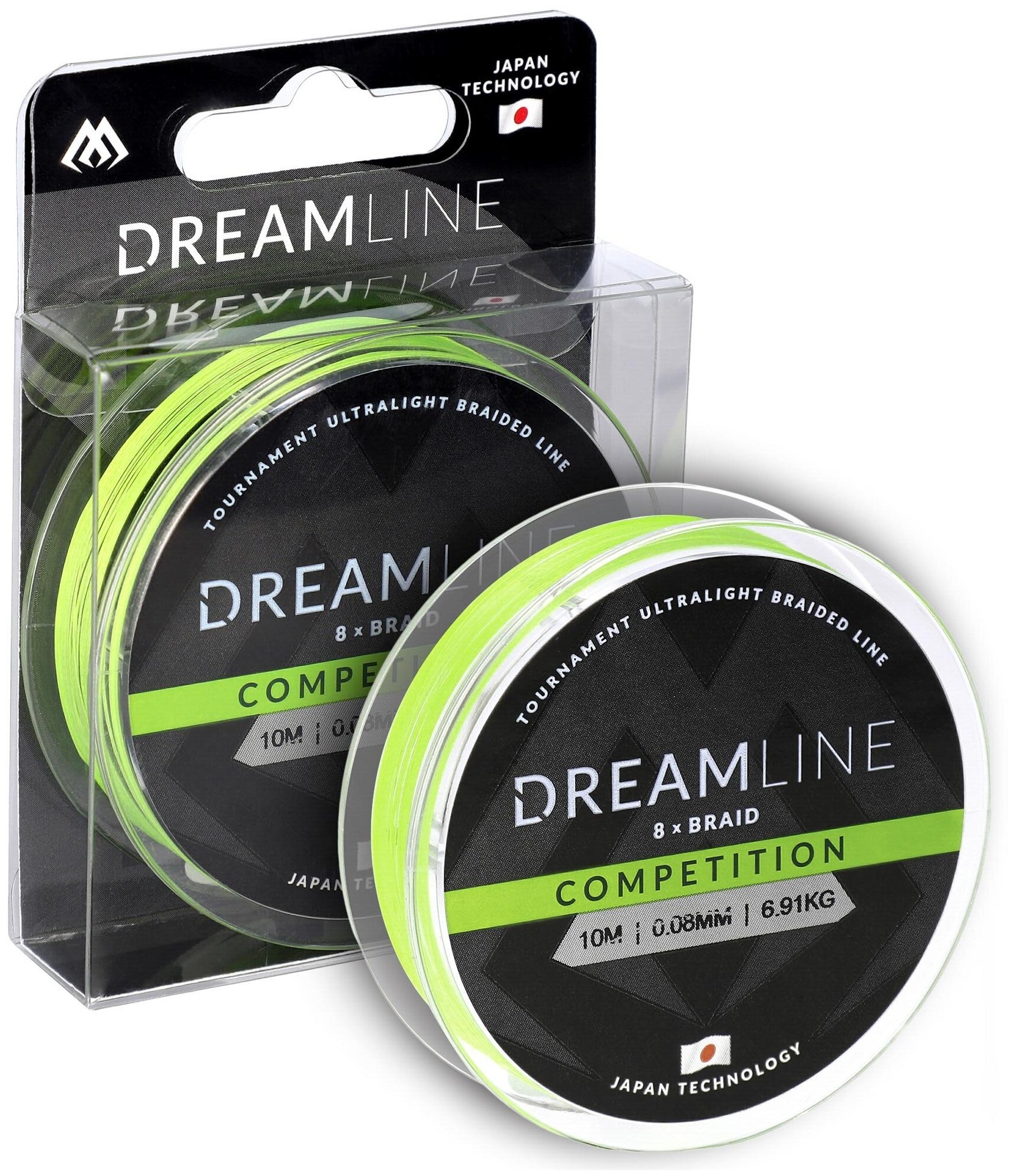 Mikado Плетеный шнур Dreamline Competition 10м 0.08 6.91кг Fluo Green