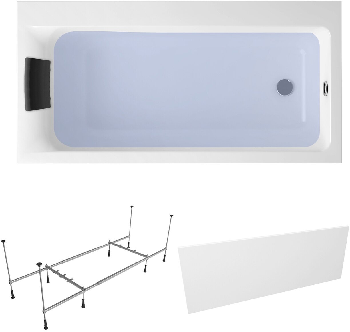 Комплект 4 в 1 Lavinia Boho Catani S2-371216PR, акриловая ванна 160x80 см (правый разворот), каркас, подголовник, лицевой экран