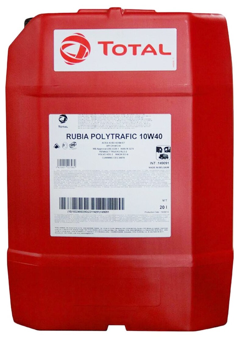 TotalEnergies Rubia Polytrafic 10w40 Масло Моторное П/С Для Дизелей (Тяжелая Техника) 20л. Total