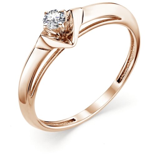 фото Алькор кольцо с 1 бриллиантом из красного золота 12845-100, размер 16