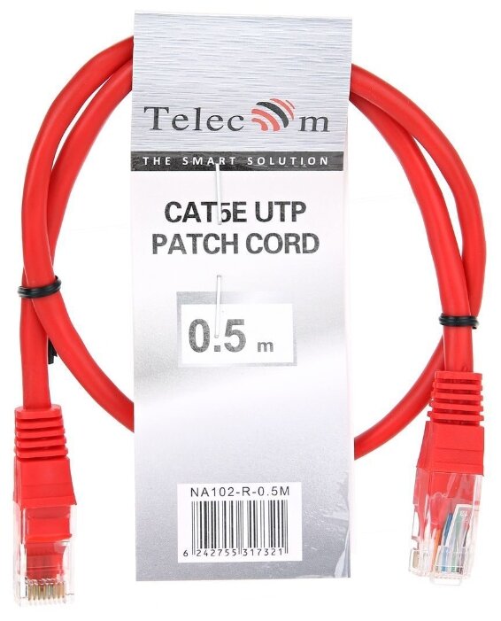Патч-корд Telecom NA102-R-0.5M RJ-45 (M) 0.5 м CAT5e