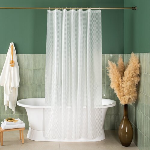 Занавеска (штора) Algo для ванной комнаты пластиковая 180х200 см, цвет белый