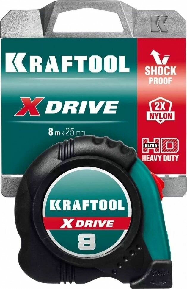 Рулетка с ударостойким обрезиненным корпусом KRAFTOOL X-Drive 34122-08_z02 - фотография № 10