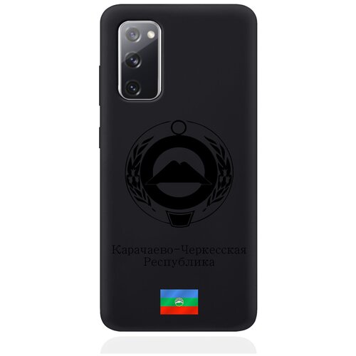 Черный силиконовый чехол для Samsung Galaxy S20 FE Черный лаковый Герб Карачаево-Черкесской Республики