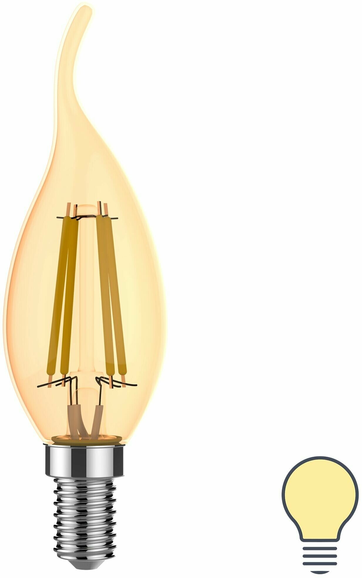 Лампа светодиодная Gauss E14 170-240 В 3.8 Вт свеча на ветру тонированная 350 лм теплый белый свет