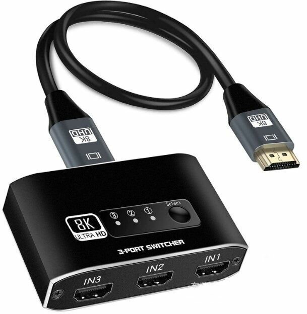 HDMI 2.1 8k 4k 120hz switcher 3*1, переключатель, коммутатор