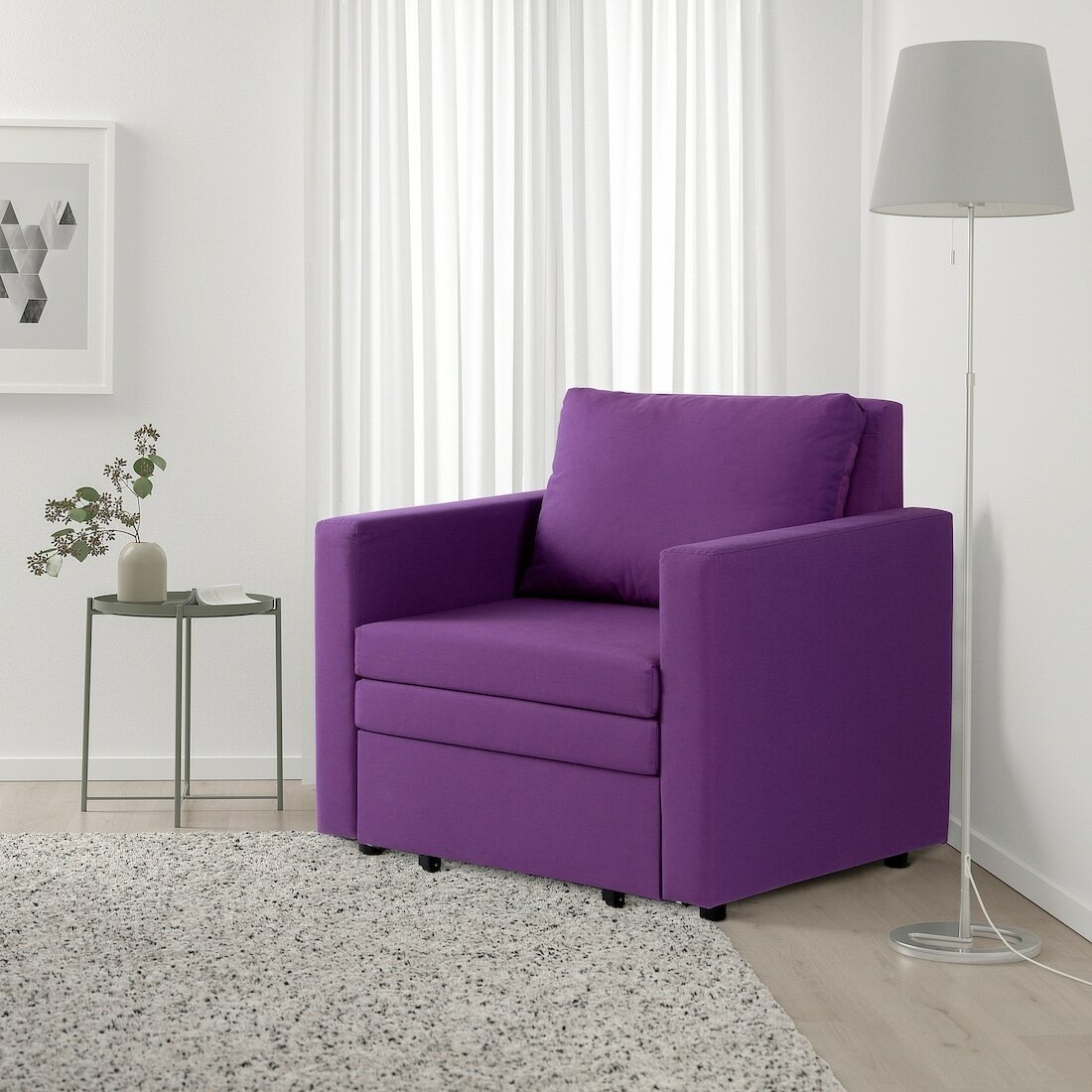 Кресло-кровать икеа ваттвикен, 92 x 83 см, спальное место: 200х70 см, обивка: текстиль., цвет: висле фиолетовый - фотография № 3