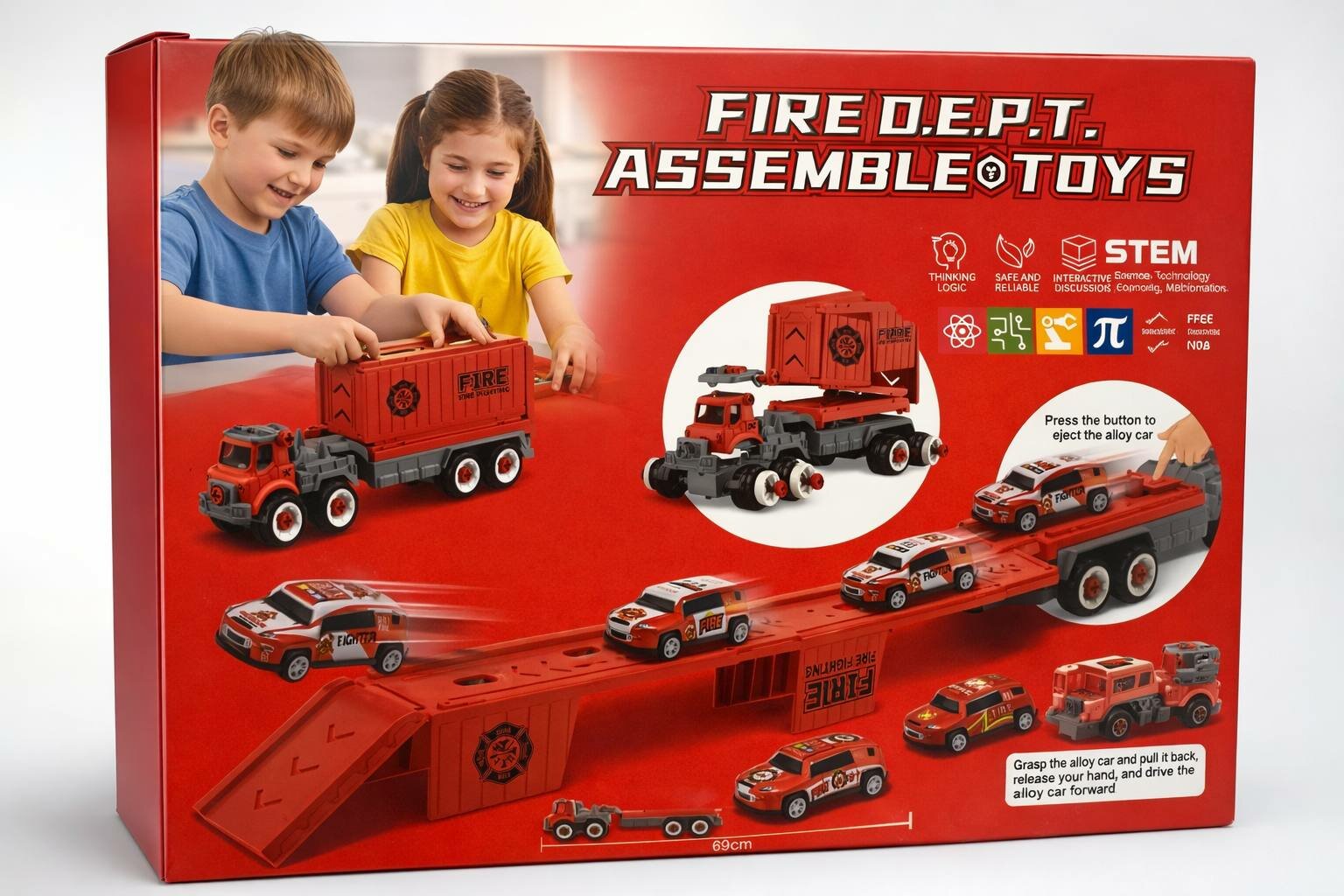 FIRE D.E.P.T. Assemble Toys – Набор пожарных машин с катапультой — фото 1