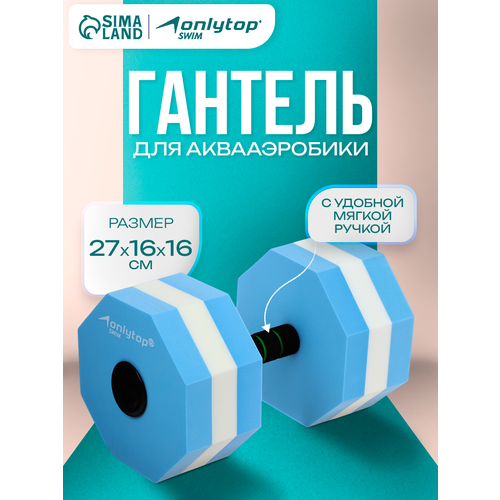 Гантель для аквааэробики гексагональная 27 х 16 х 16 см, цвет голубой
