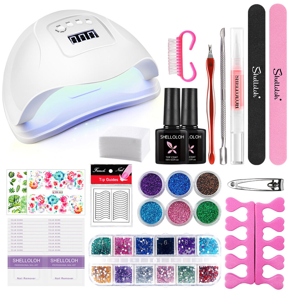 Shelloloh Набор Инструмент для ногтей с лампой для ногтей