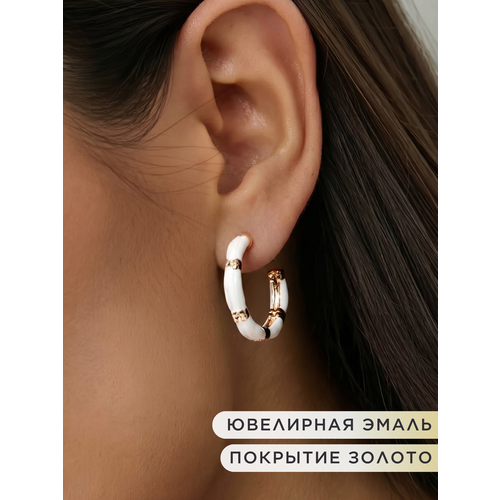 фото Серьги конго, пусеты noima, эмаль, золотой, белый