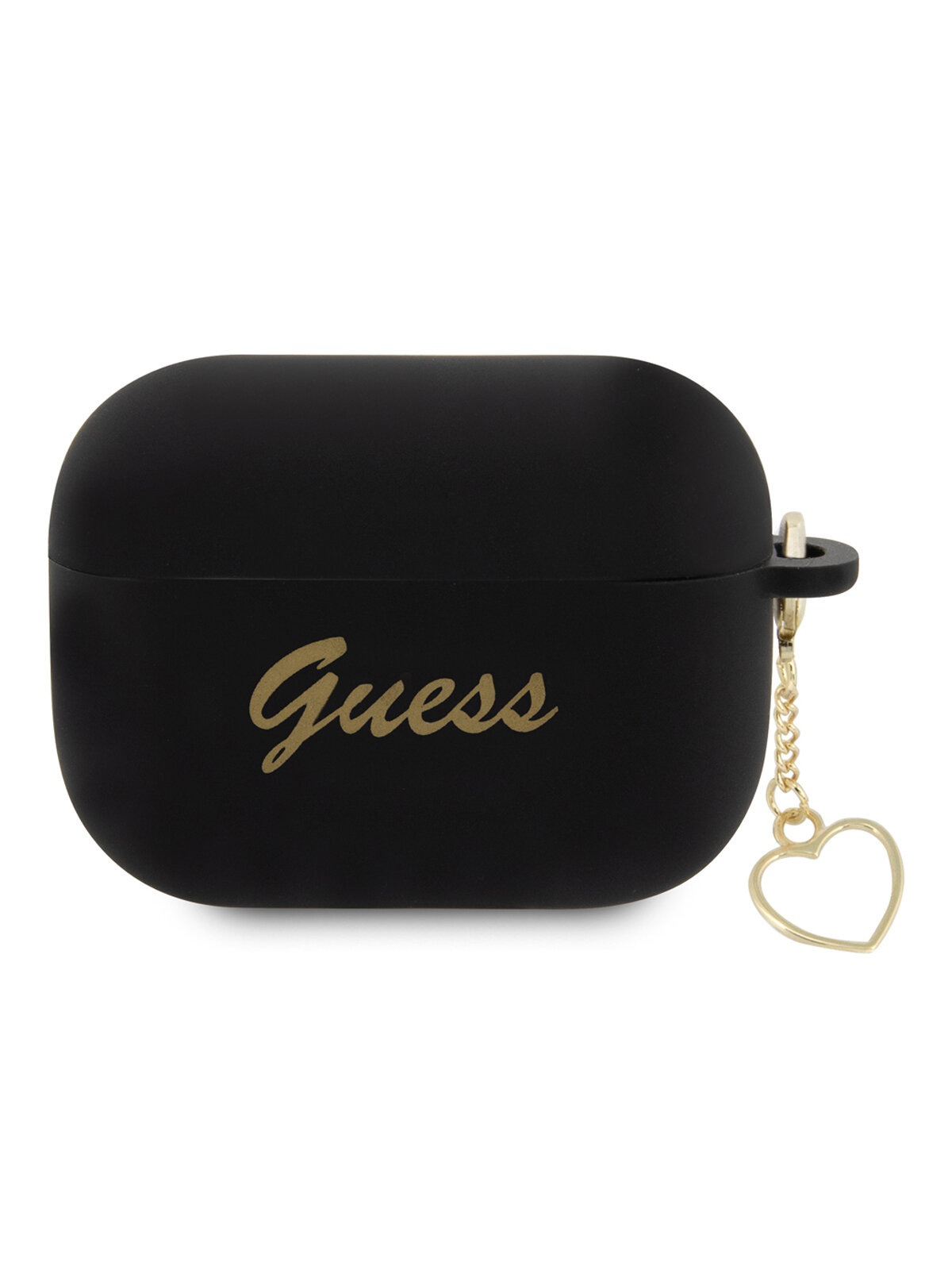 Guess для Airpods Pro 2 чехол Silicone Script logo with Heart charm Black