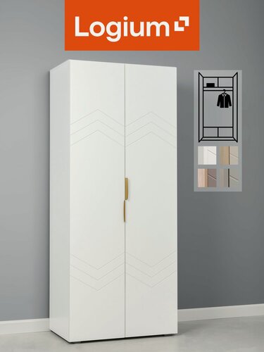 Изображение товара Шкаф Logium "Венеция" 16.318.02, распашной, белый шагрень, с золотистыми ручками