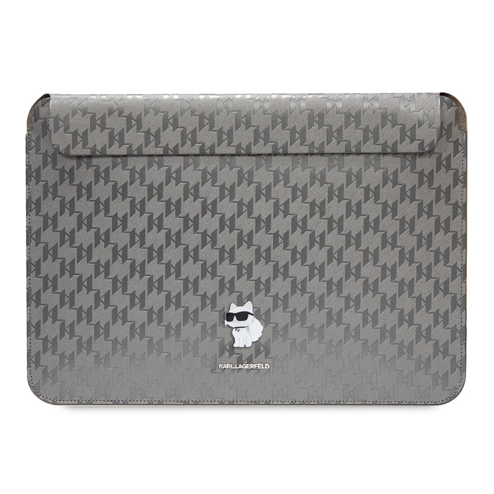 Karl Lagerfeld чехол для ноутбуков 13"/14", иск. кожа Saffiano Sleeve Monogram NFT Choupette Silver