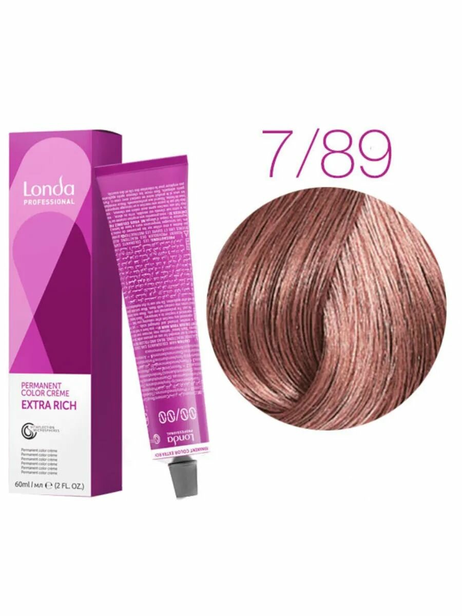 Londa Permanent Color Creme Стойкая крем-краска для волос 7/89 Блонд жемчужный сандрэ, 60 мл