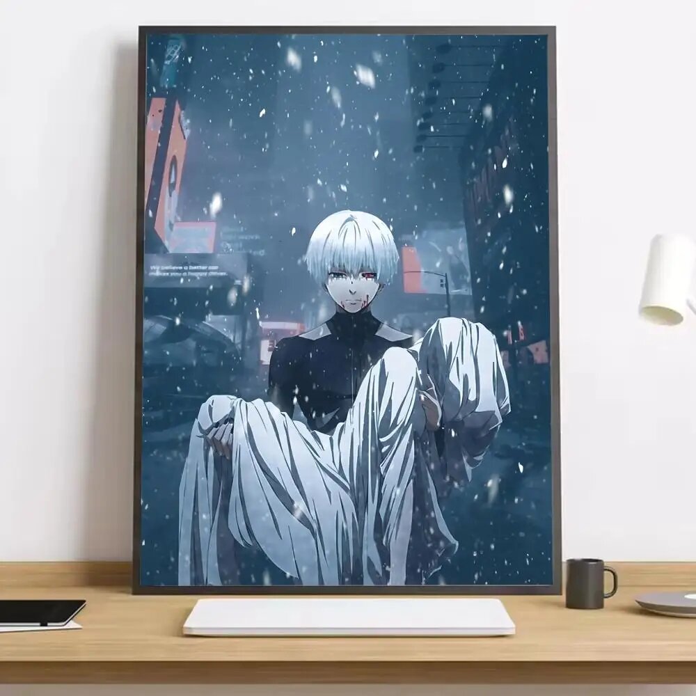 Постер "Токийский гуль" 40x50см, Белый, Black16, без рамки
