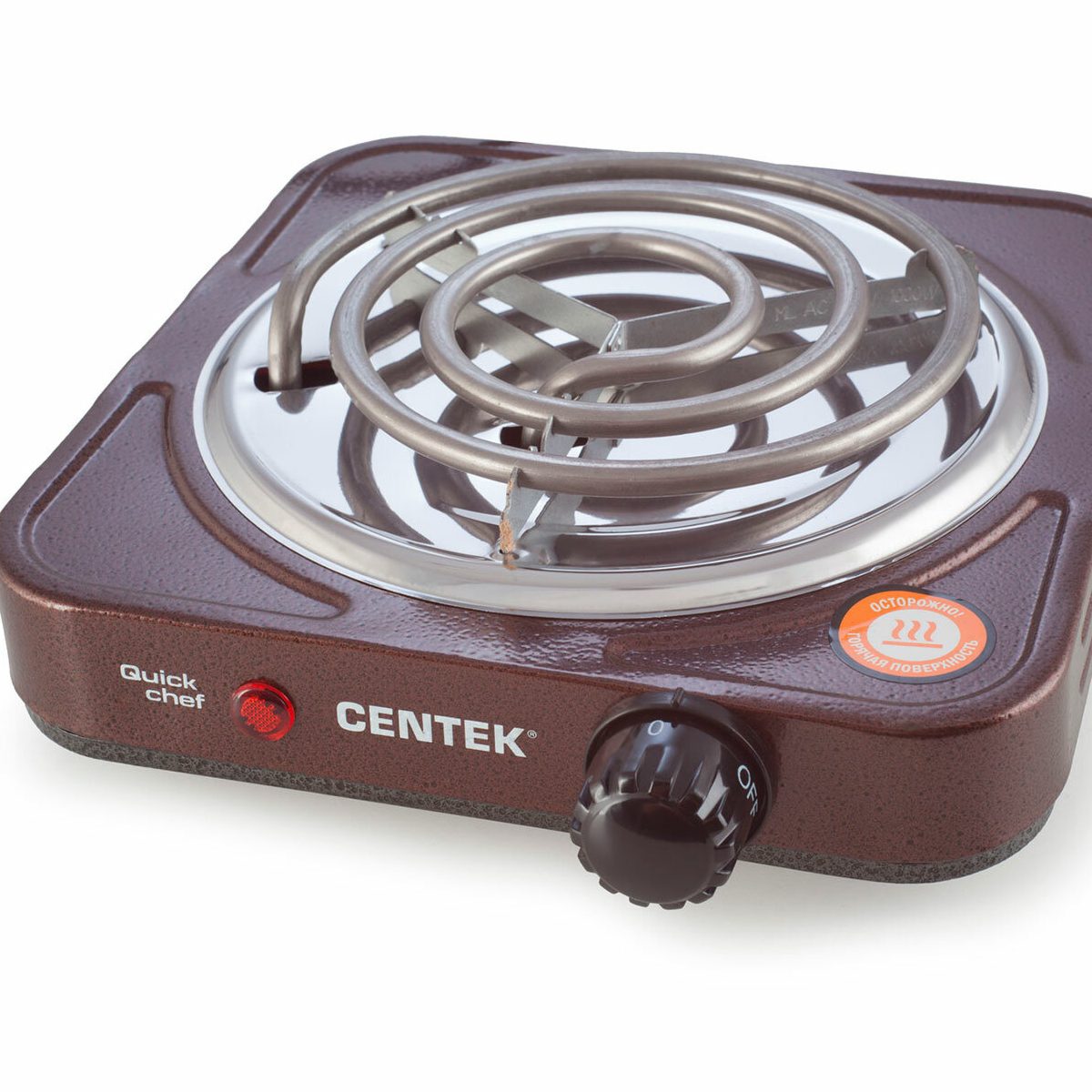 Настольная электрическая плита CENTEK CT-1508, 1000 Вт, 1 конфорка, 5 режимов нагрева, коричневая, C (CT-1508 Siberia), 12 шт.