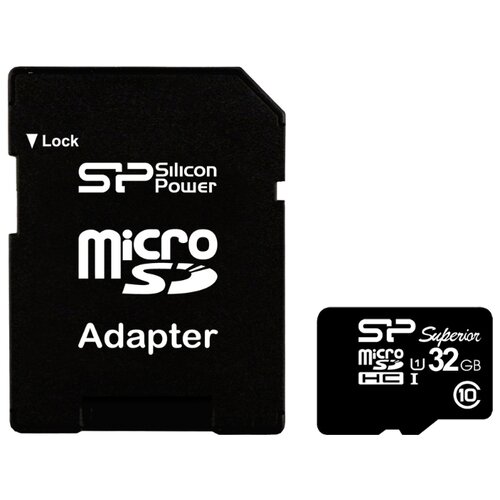 Карта памяти Silicon Power microSDHC 32 ГБ Class 10, UHS-I U1, R/W 90/45 МБ/с, адаптер на SD карта памяти silicon power microsdhc 16 гб class 10 uhs i u1 r 85 мб с адаптер на sd черный