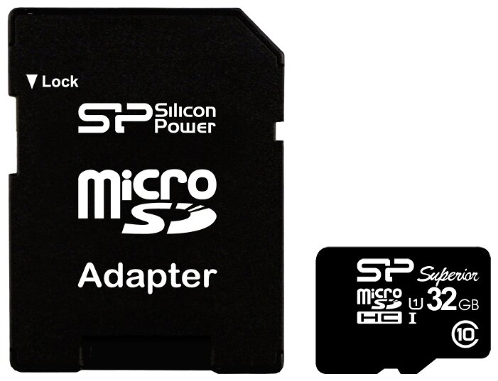 Карта памяти Silicon Power microSDHC 32 ГБ Class 10, UHS-I U1, R/W 90/45 МБ/с, адаптер на SD