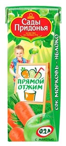 Фото Сок с мякотью Сады Придонья Яблоко-морковь (Tetra Pak), c 4 месяцев