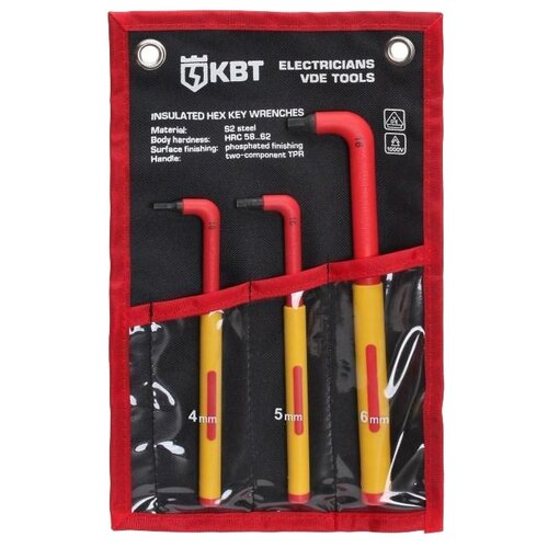 фото Набор имбусовых ключей квт нии-17, 3 предм., красный/желтый