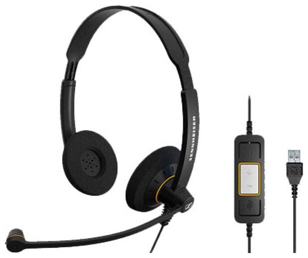 Бинауральная широкополосная гарнитура с системой ActiveGard Sennheiser SC 60 USB ML (504547) черный