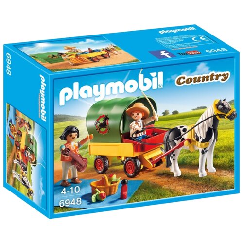 фото Набор с элементами конструктора playmobil country 6948 тележка с пони