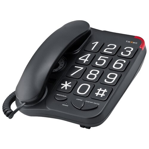 Телефон Texet TX 201, проводной, регулятор громкости, большие кнопки, белый Texet 2531662 .