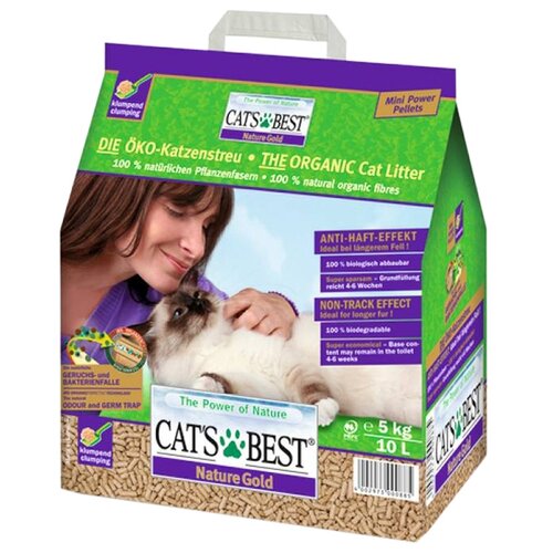 наполнитель cats best smart pellets древесный комкующийся Комкующийся наполнитель Cat's Best Nature GOLD, 10л