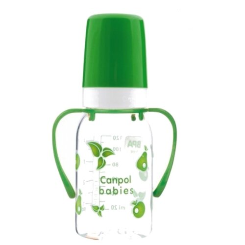 фото Canpol babies бутылочка тритановая с ручками 120 мл с 3 мес., зеленый
