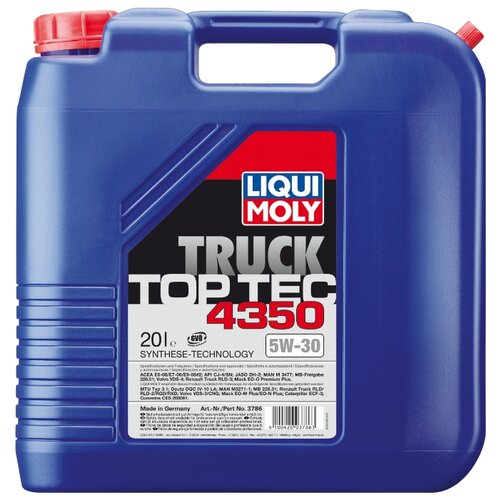 фото Полусинтетическое моторное масло liqui moly top tec truck 4350 5w-30, 20 л