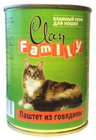 Корм для кошек CLAN Family Паштет из говядины для кошек (0.340 кг) 1 шт.