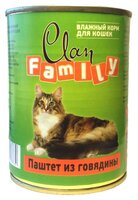 Корм для кошек CLAN Family Паштет из говядины для кошек (0.340 кг) 12 шт.
