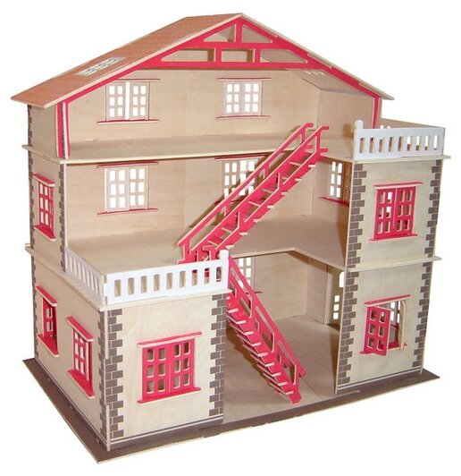 Сборная деревянная модель Wooden Toys Кукольный домик - фото №1