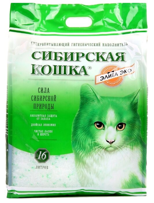Сибирская Кошка Наполнитель Элита ЭКО 16л (зеленые гранулы)